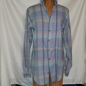 Vintage Men's COLORS BY ALEXANDER JULIAN Madras Plaid Dress Shirt - M - 15-15.5